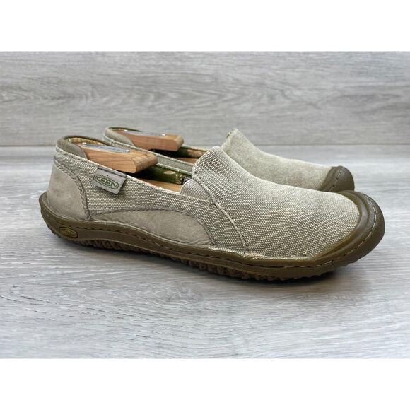 Keen Cush Women Loafer Driving Walking Flat Slip-On Canvas 7 Brown Comfort Shoes - Picture 1 of 11